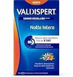 Valdispert Notte Intera, Integratore alimentare per favorire il sonno regolare, a base di Passiflora, Biancospino, Papavero della California e Valeriana, 30 compresse a lento rilascio