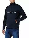 Tommy Hilfiger Felpa con Cappuccio e Zip Uomo Tommy Logo Mockneck, Blu (Desert Sky), L