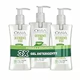 Omia Gel Detergente Viso Eco Bio Aloe Vera del Salento, Struccante Idratante ed Equilibrante per Pelli Normali e Miste, Confezione da 3 Pezzi, Flaconi da 200 ml - Esclusiva Amazon