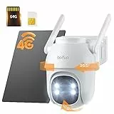 BOIFUN Telecamera Esterno No Wifi (Con Scheda SD 64G e SIM), 3G/4G Telecamere Senza Fili Da Esterno, Allarme Sonoro, Rilevamento AI, 2K 360° PTZ, Batteria& Pannello Solare,Visione Notturna a Colori