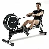 ISE Vogatore per Casa con Sistema Magnetico, Vogatori 8 Livelli di Resistenza, Guida di Scorrimento Regolabile in Lega di Alluminio, Display LCD, Fitness Cardio Domestico Silenzioso, SY-2061
