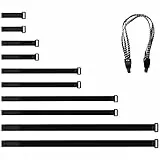 10 pezzi Fascette Cavi Riutilizzabili 15/20/40/60/80cm (2 Ciascuno) con 1 Corda Elastica con Doppio Gancio, Stringicavi Regolabili Fascette Fermacavi per Legare e Organizzare,Nero