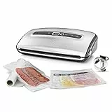 FoodSaver FFS016X macchina sottovuoto per alimenti secchi/umidi, vano portarotolo, taglierina integrata, aspirazione + sigillatura automatica, tubo adattatore contenitori, accessori inclusi, argento