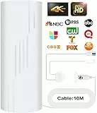 2023 Potente Antenna TV Interna Esterna Amplificata, 480KM Gamma di Ricevere Digitale HDTV Antenna, Support 4K 1080p Tutti i Vecchi e Smart TV, Staccabile Alto Guadagno 10M Cavo Coassiale