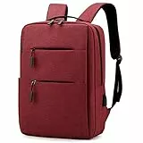 Mixroom - Zaino Porta PC Uomo Laptop Borsa per PC Portatile Computer Custodia Notebook 15.6' Due Tasche Frontali Porta USB Rosso Z1