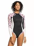 Roxy Tutina Attiva con Zip Posteriore Maglietta, Fioriture da Nuoto Antracite, S Donna