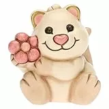 THUN, Soprammobile Quokka Lei con Fiore in Ceramica Decorata a Mano, Versione Piccolo, Linea Baby, 5x4.6x5.6 cm h