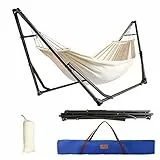 CCLIFE Amaca con Supporto Amache da Giardino e Campeggio per Esterno Interno Portatile in Cotone con Borsa