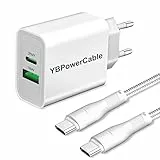 Caricatore USB C PD 25W&18W QC3.0 Caricabatterie con Cavo per Samsung Galaxy S22 S23 Plus Ultra A14 A13 A23 A33 5G,Note 20,A52 A72 A71 M23 M33,Xiaomi Redmi Note 11 10 Pro,Alimentatore Carica Rapida