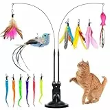 GOHHME Giocattolo interattivo per gatti Angel con piuma, 15 pezzi, giocattolo per gatti con pesce, pesca per gatti con ventosa, giocattolo con piume per gatti con ventosa