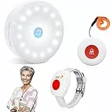 ChunHee Braccialetto di Chiamata d'Emergenza per Anziani - Chiamata d'Emergenza Domestica Campana d'Emergenza Interna Campana di Cura 45M Ricezione Gamma 1*Ricevitore + 2*Pulsanti