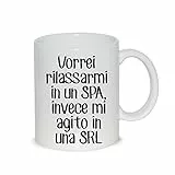 thedifferent Tazza Mug Vorrei Rilassarmi in Una Spa Invece. - Tazza in Ceramica Thè/Latte - Idea Regalo, 250 ml