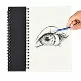 2pcs Album da Disegno A5, 100 Pagine Taccuino Rilegato a Spirale, Quaderno Disegno Bianco, Blocco Disegno con Copertina Kraft, Blocco Note per La Pittura ad Acquerello, Diario (Nero)