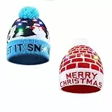 Bestcool 2 Pezzi Cappelli Di Natale, Cappello Lavorato A Maglia Con Luce LED Unisex Cappello Beanie Invernale Cappelli Di Babbo Natale 6 Luci LED Colorate Cappelli Da Festa Di Natale Incandescente