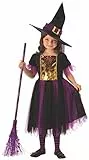 Rubies Costume da Strega Magica per Ragazza, Abito Oro e Viola con Cappello, Rubini Ufficiali per Halloween, Carnevale e Natale