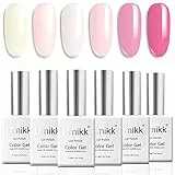 Umikk Smalto per unghie in gel 6 set di colori per ballerina Bianco Rosa chiaro perlato Lustro Shimmer Tono rosa chiaro Bianco Rosa chiaro Viola Rosa 7.5ml Soak Off UV LED Cure