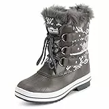 Polar Donna Mid Imbottito Termica Durevole Suola Di Gomma Impermeabile Inverno Neve Pelliccia Ecologica Stivales - Grigio cardy - UK7/EU40 - YC0634