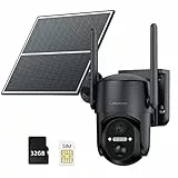 Lemnoi 3G/4G LTE Telecamera di Sorveglianza Batteria Esterna con Scheda SIM e Scheda SD, Telecamera Solare 2K PTZ Esterna con Pannello Solare, Visione Notturna a Colori, Rilevamento PIR, Impermeabile