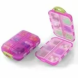AOOWU Portapillole Settimanale, 1 Pezzi Portapillole da Viaggio Portatile, Medicine Pillole Organizzatore con 12 Scomparti, Portapillole per Portare Portare Vitamine, Olio di Pesce e Farmaci (rosa)