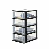 Iris Ohyama, Torre di stoccaggio in plastica, Cassetto per ufficio da 7 litri, 4 cassetti, DDOCH-2004, Nero, Maniglia ergonomica - L35,5 x P26 x A49 cm