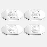 Meross 4 Pcs Interruttore Alexa Universale Domestico Intelligente WiFi, App Meross Per Controllo Remoto. Compatibile Con Alexa, Google Assistant e Smartthings Per Cucina, Camera da Letto, Giardino
