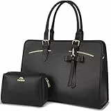 MATEIN Grande Borsa Lavoro Donna, Porta PC 15.6 Pollici Valigetta Portadocumenti Ufficio Tracolla Shopper Impermeabile in Pelle PU Tote per Business Scuola, Nero