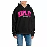 REPLAY Felpa Donna con Cappuccio, Nero (Black 098), L