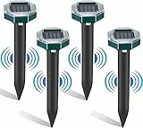 4 Pezzi Repellente Solare per Talpe, Repellente Ultrasuoni per topi, Solare Repellente Zanzare, IP65 Impermeabile Scaccia Talpe Solare, Repellente ad energia Solare per Anti-Arvicola,Gopher,Serpent