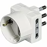 BTicino S3611D Adattatore Tris con Spina, 2P+T, 16A per 1 Presa Tedesca e 2 Prese Bipasso, 1500 W, 250 V, Bianco