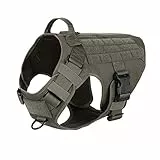 ICEFANG Pettorina leggera tattica con maniglia, con clip per guinzaglio anteriore senza tirare, pannello con gancio e anello per toppa identificativa del cane (XL (petto 81-99 cm), Ranger Green)