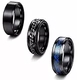 Milacolato 3 Anello Uomo Nero Acciaio Inossidabile Anello Antistress Cool Catena Ritorta Ferma Anello Celtico Drago Fascia Anello Spinner Anelli Apribottiglie di Birra, Larga 8mm