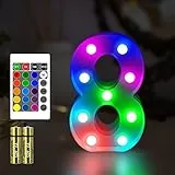 HONPHIER Insegne Luminose Alfabeto Luminoso Numeri Luminosi Colori angianti Numero LED per Decorazione di Casa, Atmosfera, Luci Notturne Scrivania, Compleanni, Matrimoni, Vetrine (8)