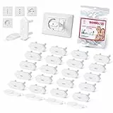 BAMBIGOOD® Set 20+4 Copriprese per Bambini - Protezione Prese Corrente 16A e 10A, Copri Presa Elettrica Universali, Tappi Antiscossa Shuko, Sicurezza Casa, Protezioni per Bambini Certificate