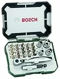 Bosch 26 pz. Set di Bit di Avvitamento con Cricchetti, bit PH, PZ, esagonali, T, S, Accessori Trapano e Cacciavite