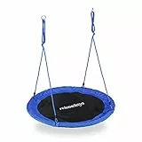 Relaxdays Altalena da Giardino a Nido, per Bambini e Adulti, Regolabile, Ø 90 cm, Portata Max. 100 kg, Blu Unisex, 150.00 x 90.00 x 90.00 cm