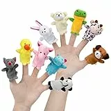 Burattini a Dito Animali Pupazzetti Dita Set, 10PCS Piccoli Giocattoli Animaletti Peluche Regalino Bomboniera Festa Compleanno Bambini Tempo Della Storia Educativa
