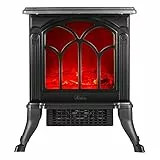 ARDES - AR354 Camino Elettrico Ceramico Effetto Legna Ardente CAMINO' JR, Caminetto Elettrico Fiamma Regolabile e Termostato, Stufa Finto Camino Elettrica, Stufa Elettrica Effetto Camino Classico Nero
