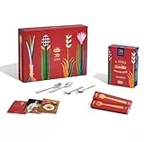 Barilla Al Bronzo Gift Box, Idea Regalo con 1 Pack di Pasta Barilla Mezzi Rigatoni al Bronzo e 2 Set di Posate, Edizione Limitata Dedicata al 20° Anniversario del Ristorante D'O di Chef Davide Oldani
