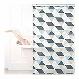 Relaxdays Tenda da Doccia, 100x240, Design Triangoli Moderno, Rullo Flessibile, Vasca da Bagno & Finestra, Multicolore