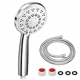 Rovtop Soffione Doccia + 1.5M Flessibile Doccia, 5 Funzioni Getti, Doccia Soffione Multifunzionale ad Alta Pressione, con Teflon e Guarnizioni