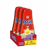 Pril Gel All In One Limone & Lime, Detersivo Lavastoviglie Liquido Multi-Azione Sporco Difficile, 3 Confezioni x 35 Lavaggi (105 lavaggi)