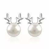 B.Catcher, orecchini natalizi a lobo da donna, in argento sterling 925, con perle d'acqua dolce coltivate