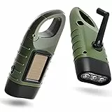 2 pezzi torcia solare a LED, torcia elettrica a manovella, di emergenza, a manovella, ricaricabile, per campeggio, arrampicata, escursionismo, colore verde