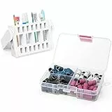 Ecagewill Professionale Punte Fresa Unghie Kit, 8 Pezzi da 3/32 'Punte Fresa Unghie Ceramica Con 80 Fasce Abrasive Colorate Per Trapano Per Unghie, Rimozione Gel Cuticole (Bianco Portapunte)