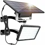 JACKYLED Luce Solare Esterno, 1000 Lumen Faretto Lampada IP65 Impermeabile con 48 LED, Batteria da 5500mAh, Angolo di Illuminazione 120° per Giardino, Nero