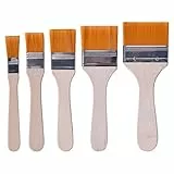 Pinsheng 5 Pezzi Pennelli Pittura in Legno, Pennelli Piatti per Dipingere Pennelli per Vernice Pennelli da Pittura Muro per Colori ad Acqua Mobili Pittura Muri 13mm 22mm 30mm 40mm 56mm