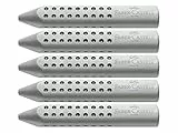 FABER-CASTELL 187100 - Gomma triangolare Grip 2001, 5 pezzi, colore: Grigio