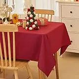 Deconovo Tovaglia Impermeabile Rettangolare in Tessuto Oxford Copritavolo Elegante Tinta Unita un Pezzo Tavolo per Sala da Pranzo e Compleanno 137x274 CM Rosso