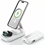 ATEVENSEE Caricatore Wireless, 3 in 1 20W Ricarica Wireless with 10000 mah Power bank per iPhone 14/13/12/Pro/Pro max/11/X/XS/XR/XS Max/8/8P/SE 2 3, Base Ricarica per Apple Watch, AirPods pro/2/3