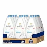 Dove Gel doccia esfoliante senza solfato SLES e con idratanti vegetali e ingredienti di origine naturale, confezione da 12 x 450 ml